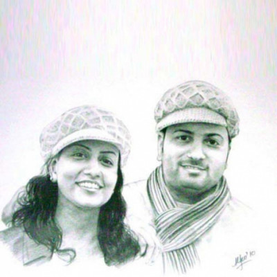 Couple Pencil Portrait A2 Size
