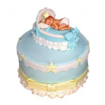 Baby In The Crib Fondant Cake