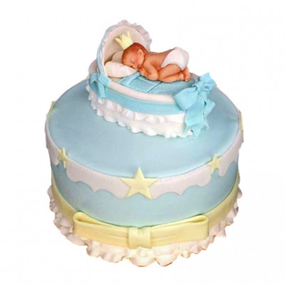 Baby In The Crib Fondant Cake