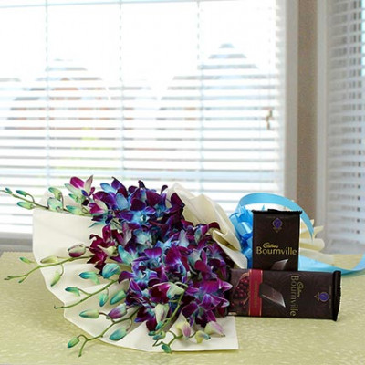 Magnificent Orchid Bouquet & Chocolate